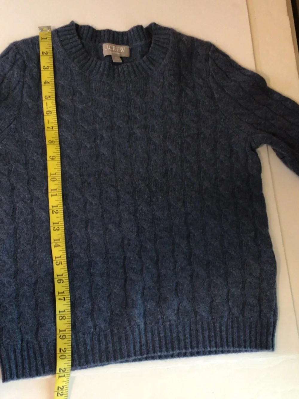 j crew women 100% cashmere cable knit sweater XS Blue Preppy Quiet Luxury Classi